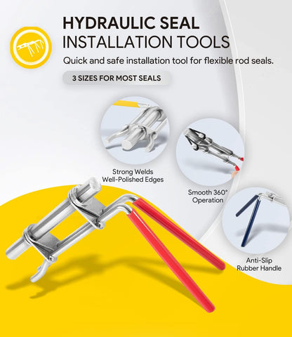 3 Pack Hydraulic Seal Installation Tools, Hydraulic Cylinder Piston Repair Seal Kit, U-Cup Rod Seal V1258-DP02-WO-244