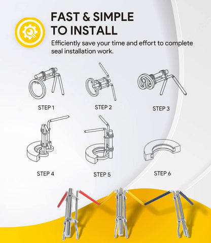 3 Pack Hydraulic Seal Installation Tools, Hydraulic Cylinder Piston Repair Seal Kit, U-Cup Rod Seal V1258-DP02-WO-244