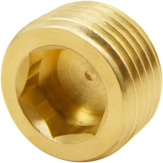 5PCS 1/2" NPT Male Brass Pipe Plug Counter Sunk Internal Hex Thread Pipe Plug V1258-DP02-WO-245