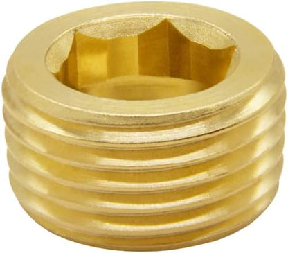 5PCS 1/2" NPT Male Brass Pipe Plug Counter Sunk Internal Hex Thread Pipe Plug V1258-DP02-WO-245
