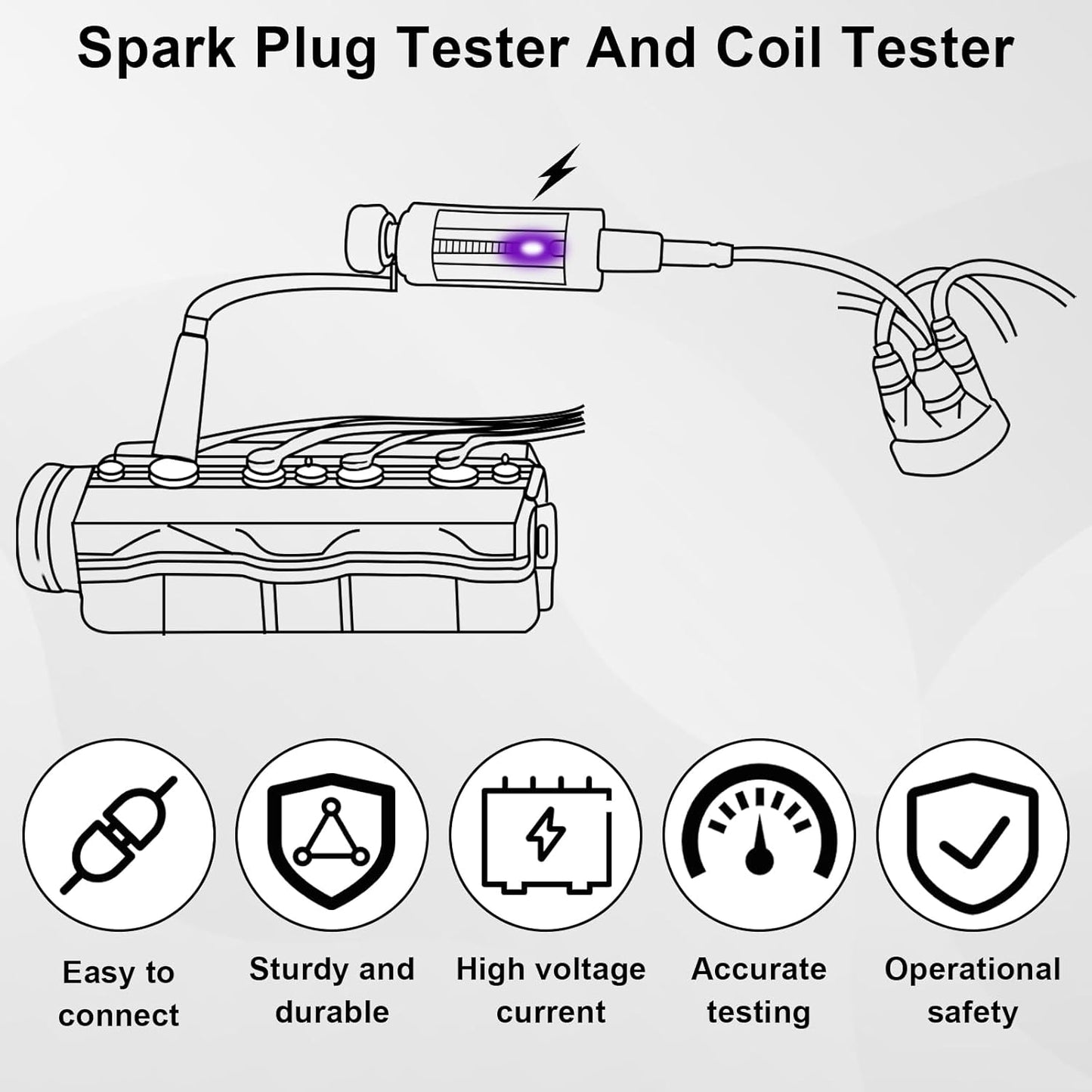 Spark Plug Tester, Adjustable Ignition Coil Tester System, Coil Pack Tester, Spark Testers Tool, Spark V1258-DP02-WO-246