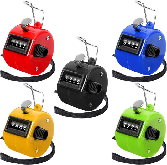 Handheld Mechanical Counter Clicker, 5 Pcs 4-Digital Number Tally Click Counter for School Event Golf Sports V1258-DP02-WO-249