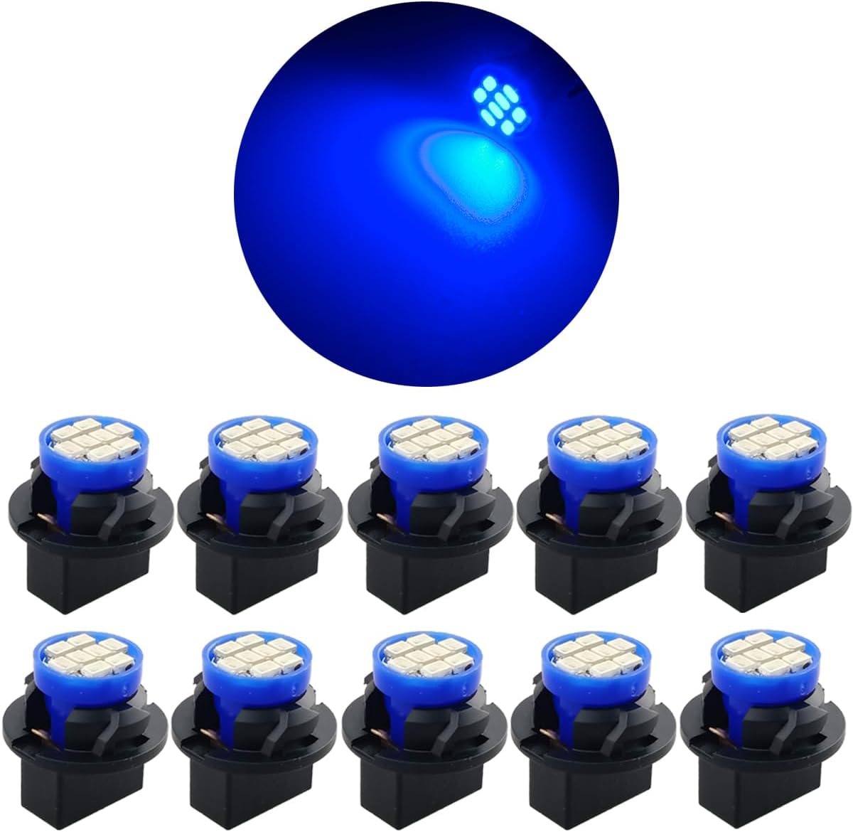 T10 194 168 Dash Instrument White LED Light Bulbs Bright Panel Gauge Cluster Dashboard Bulbs 10Pcs/Set (Blue) V1258-DP02-WO-253