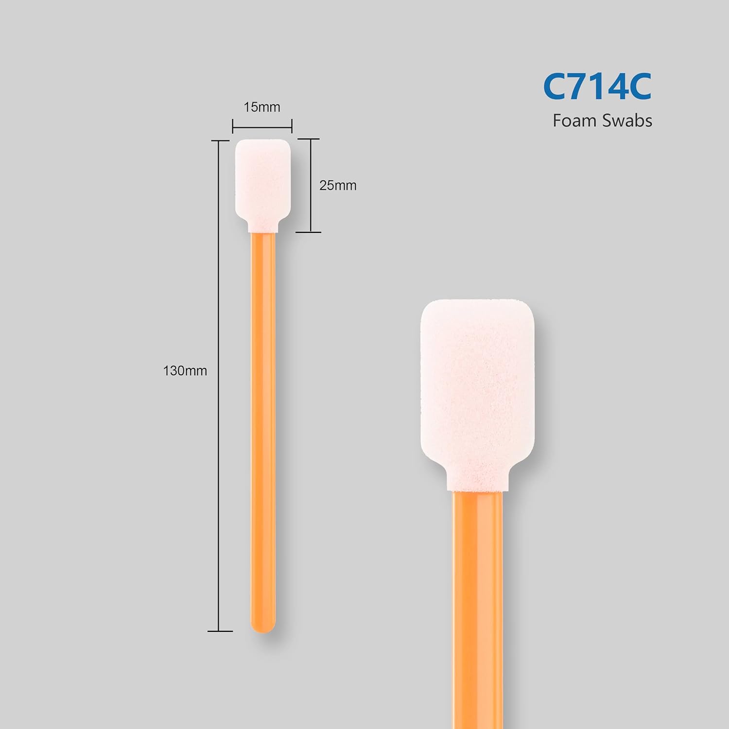 Foam Cleaning Swab Sticks (200 pcs Large Rectangular Foam Tips, 5.25", Orange) Cleanroom Cleaning Swab Sponge V1258-DP02-WO-254