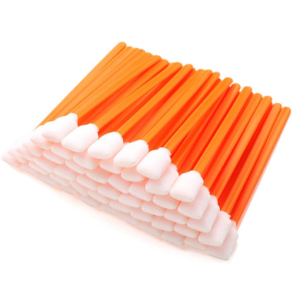 Foam Cleaning Swab Sticks (200 pcs Large Rectangular Foam Tips, 5.25", Orange) Cleanroom Cleaning Swab Sponge V1258-DP02-WO-254