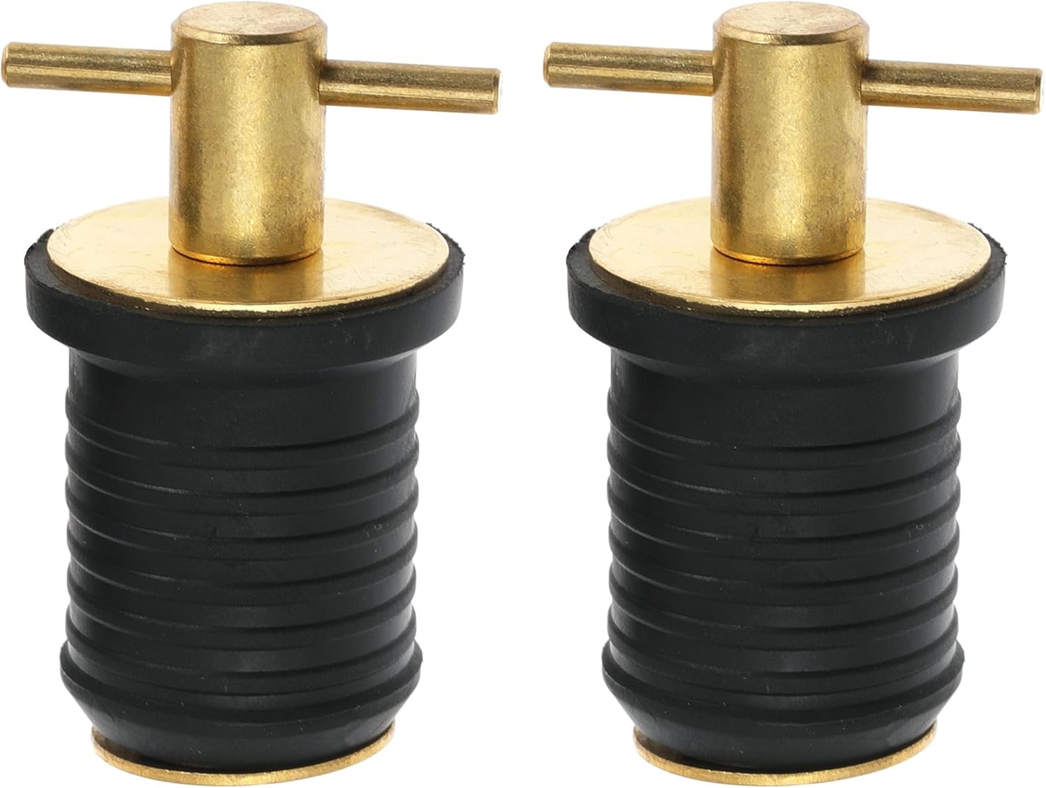 2 Pcs Boat Drain Plug With T Handle - Snap Rubber Plugs With Brass/Stainless Steel Handle - Marine Twist V1258-DP02-WO-256