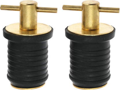 2 Pcs Boat Drain Plug With T Handle - Snap Rubber Plugs With Brass/Stainless Steel Handle - Marine Twist V1258-DP02-WO-256