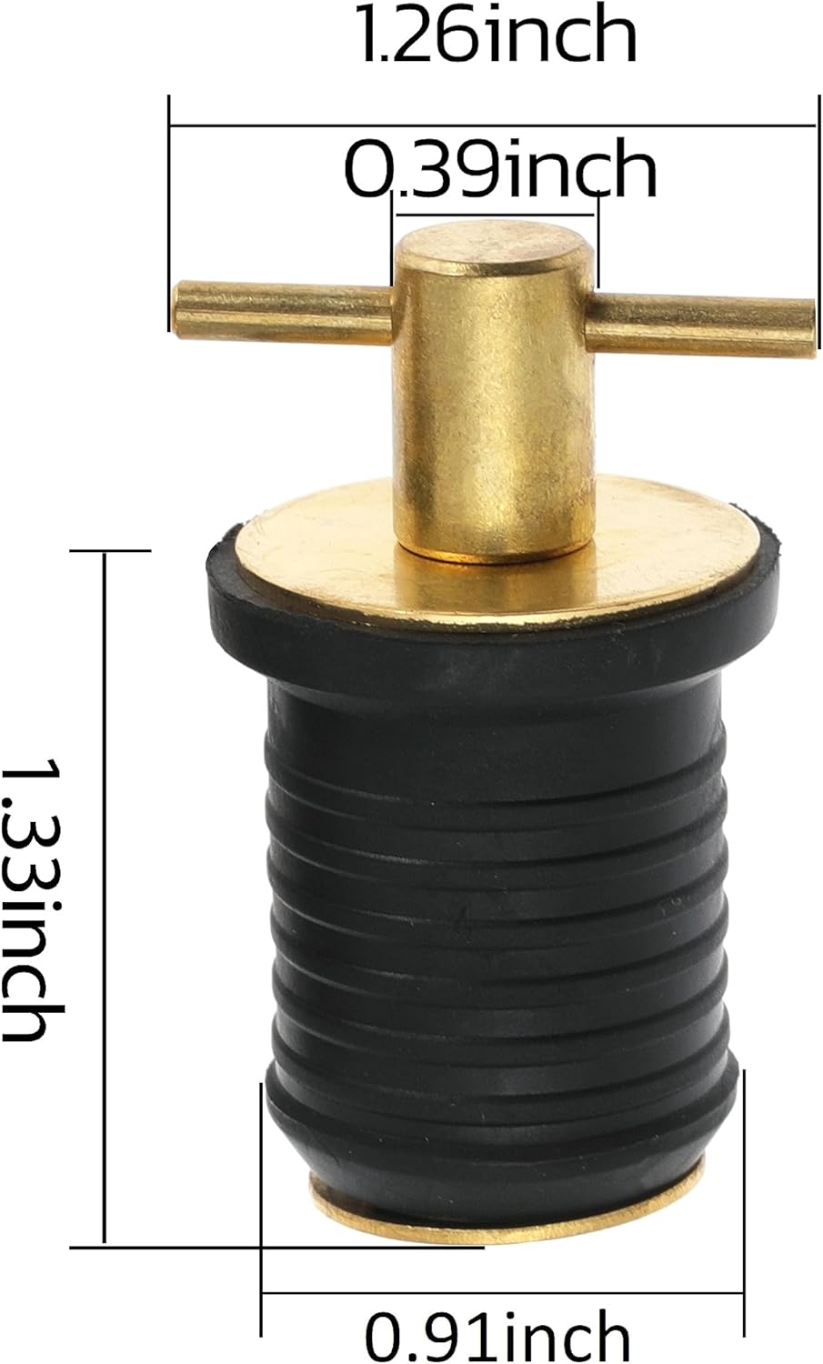 2 Pcs Boat Drain Plug With T Handle - Snap Rubber Plugs With Brass/Stainless Steel Handle - Marine Twist V1258-DP02-WO-256