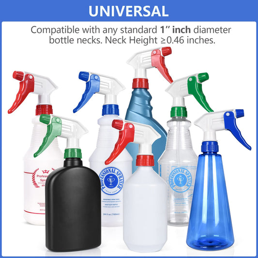 6 Pack Universal Spray Bottle Replacement Nozzle, Mist & Stream Trigger Sprayer for 16oz 24oz 32oz Bottles, V1258-DP02-WO-26