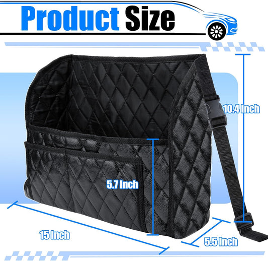 Car Purse Holder Between Seats, Leather Auto Front Seat Handbag Organizer Pocket, Large Capacity Car Net V1258-DP02-WO-262