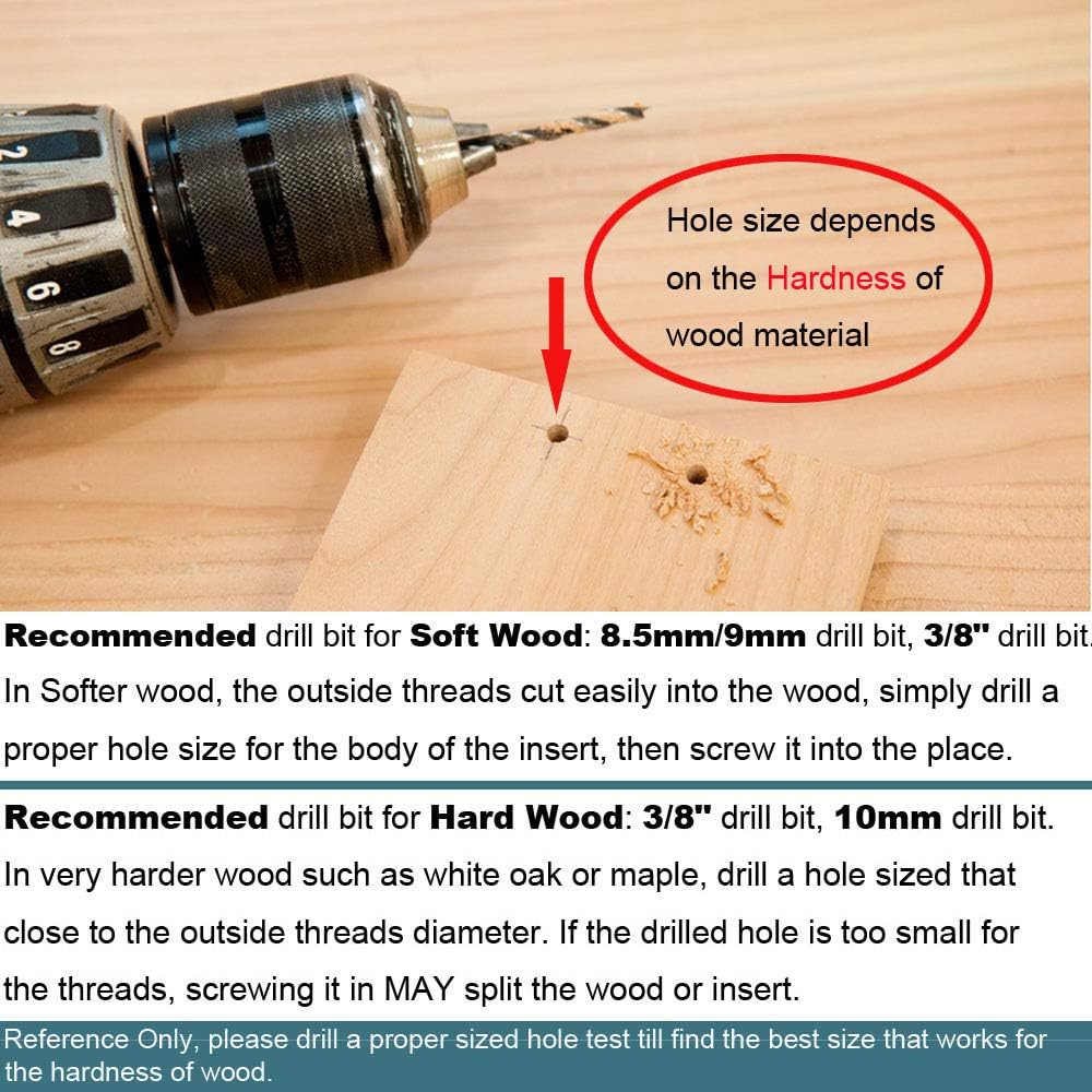 1/4-20 Hex Drive Threaded Inserts for Wood - 40 Pieces V1258-DP02-WO-264