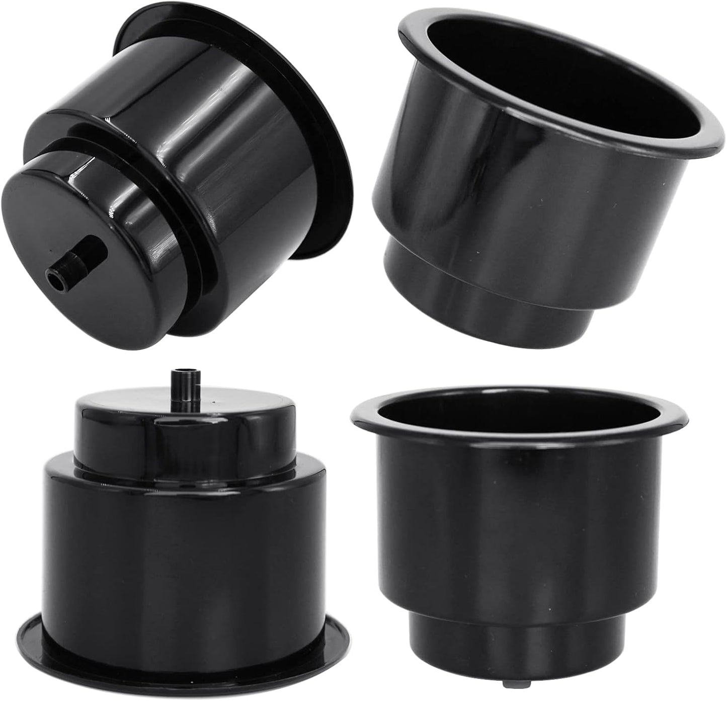 Black Plastic Cup Drink Holder Insert with Drain for Marine Boat RV Camper, 4PCS V1258-DP02-WO-265