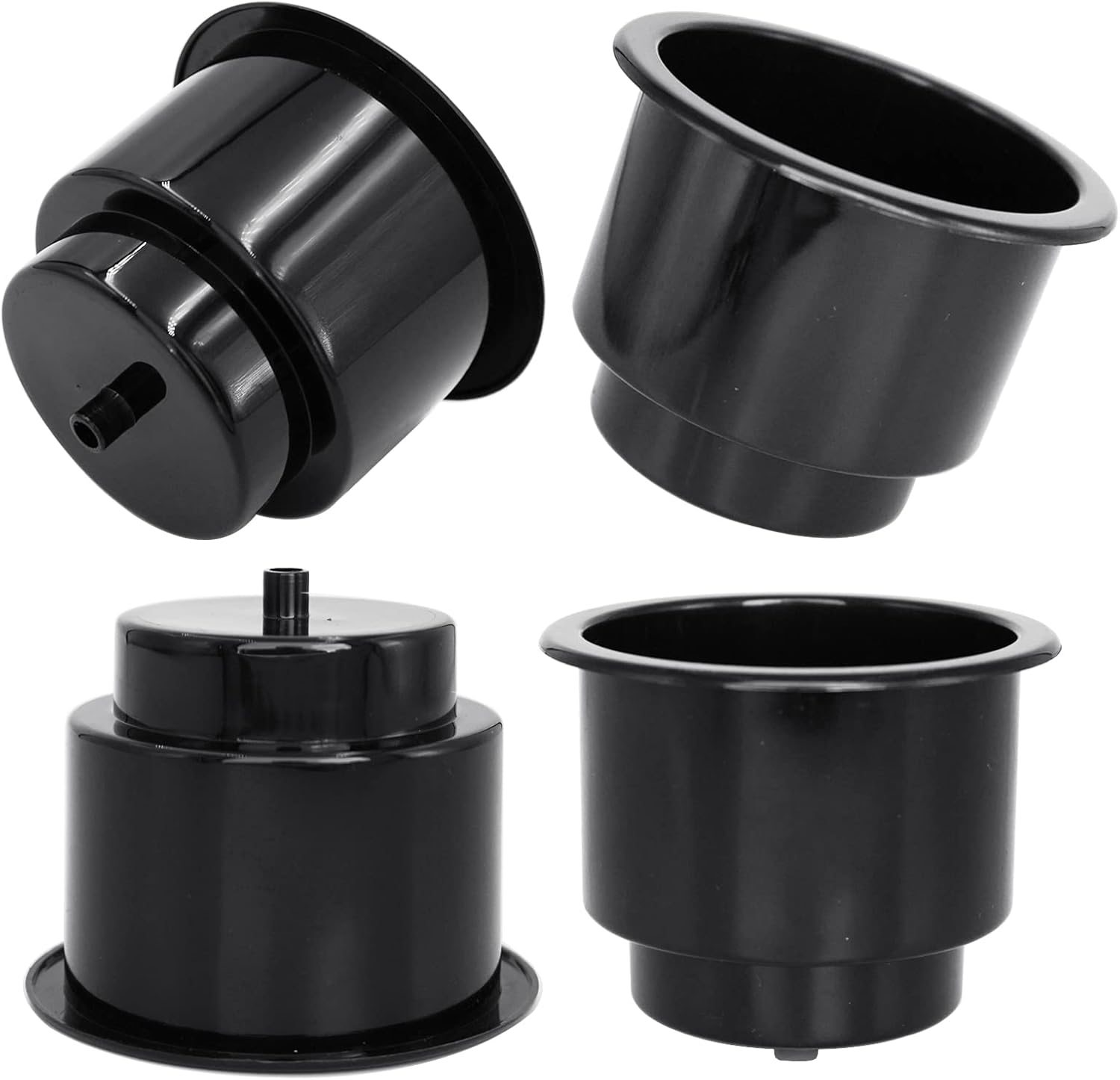 Black Plastic Cup Drink Holder Insert with Drain for Marine Boat RV Camper, 4PCS V1258-DP02-WO-265