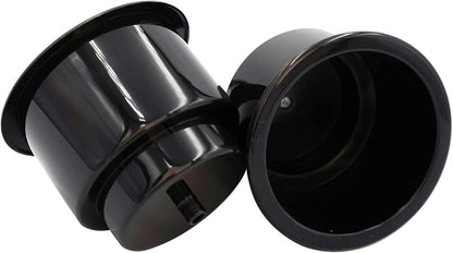 Black Plastic Cup Drink Holder Insert with Drain for Marine Boat RV Camper, 4PCS V1258-DP02-WO-265