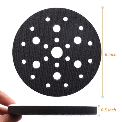5 Pack Interface Pads, 6 Inch 25 Holes Hook and Loop Soft Density Sponge Cushion Buffer Backing Pad, Foam V1258-DP02-WO-267