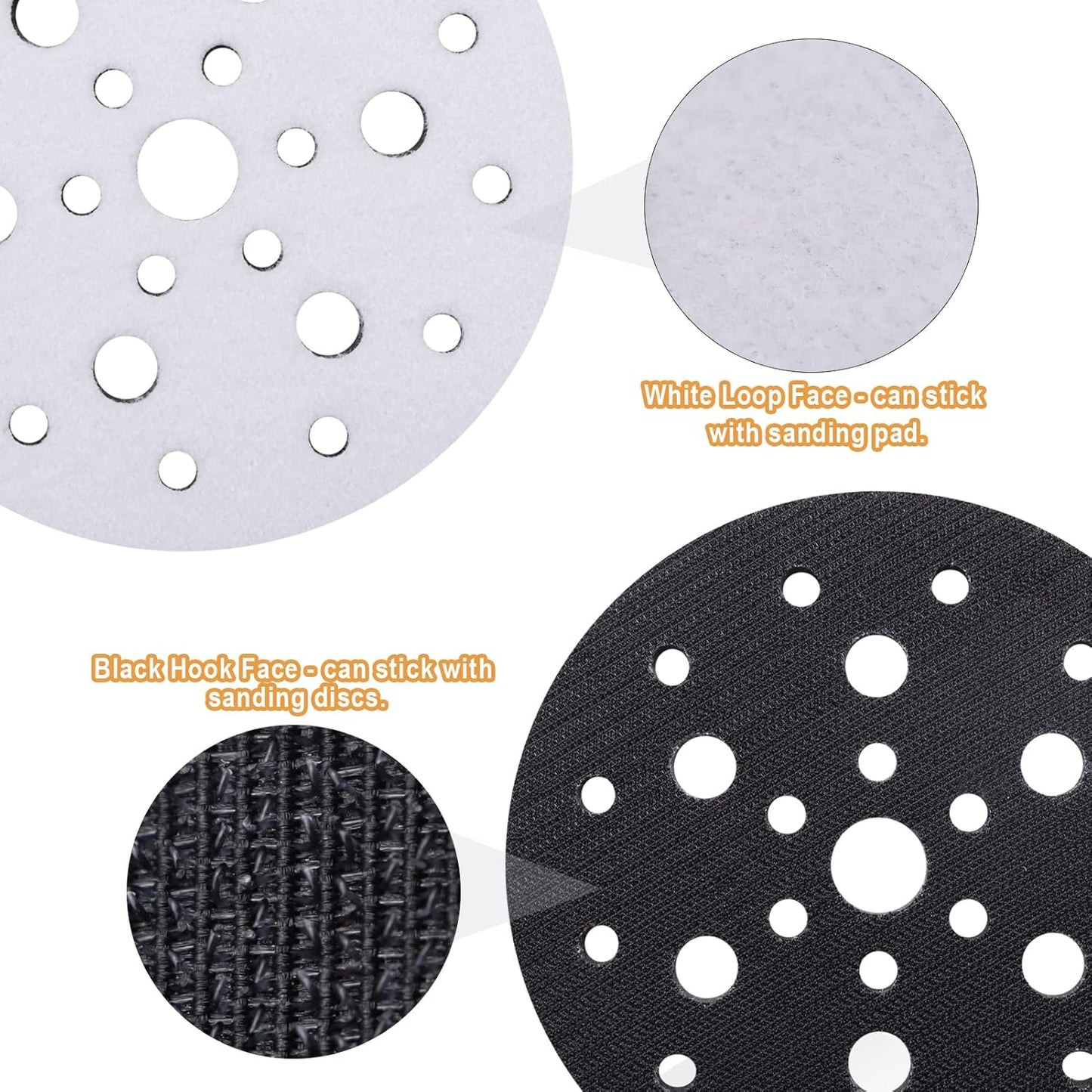 5 Pack Interface Pads, 6 Inch 25 Holes Hook and Loop Soft Density Sponge Cushion Buffer Backing Pad, Foam V1258-DP02-WO-267