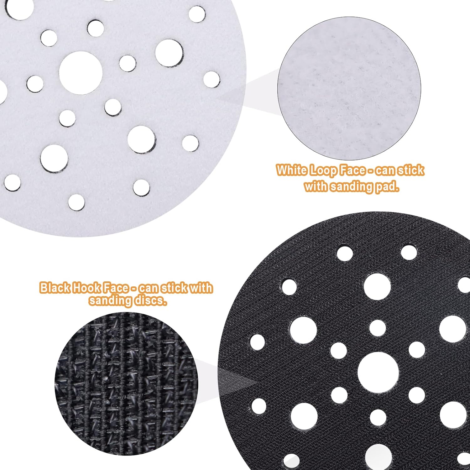 5 Pack Interface Pads, 6 Inch 25 Holes Hook and Loop Soft Density Sponge Cushion Buffer Backing Pad, Foam V1258-DP02-WO-267