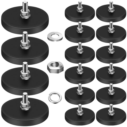16Pack Rubber Coated Magnets, 30LBS Rubber Coated Neodymium Magnets with M5 Magnetic Assembly Base for Light V1258-DP02-WO-269