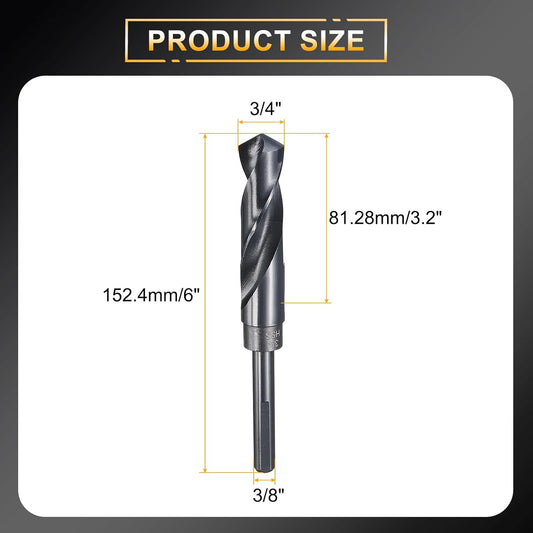 3/4" Drill Bit 3/8" Reduced Shank 3-Flat 4241 High Speed Steel Nitriding Black 118 degrees for Soft Materials V1258-DP02-WO-279