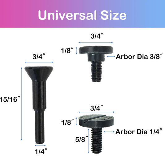 Cut-Off Wheel Mounting Mandrel Holder 3/8" & 1/4" Arbor Hole with 1/4" Shaft Stem for Die Grinder Accessories V1258-DP02-WO-280
