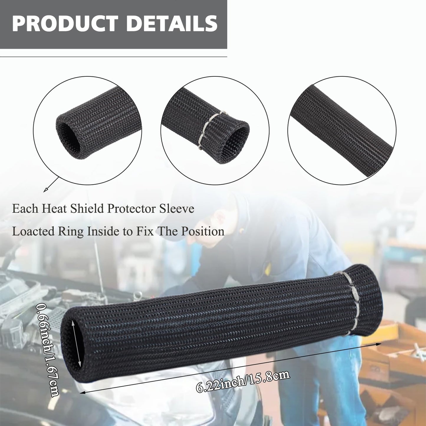8Pcs 2500 degrees Degree Spark Plug Wire Boots Heat Shield Protector Sleeve Cover Compatible with SBC BBC 350 V1258-DP02-WO-284