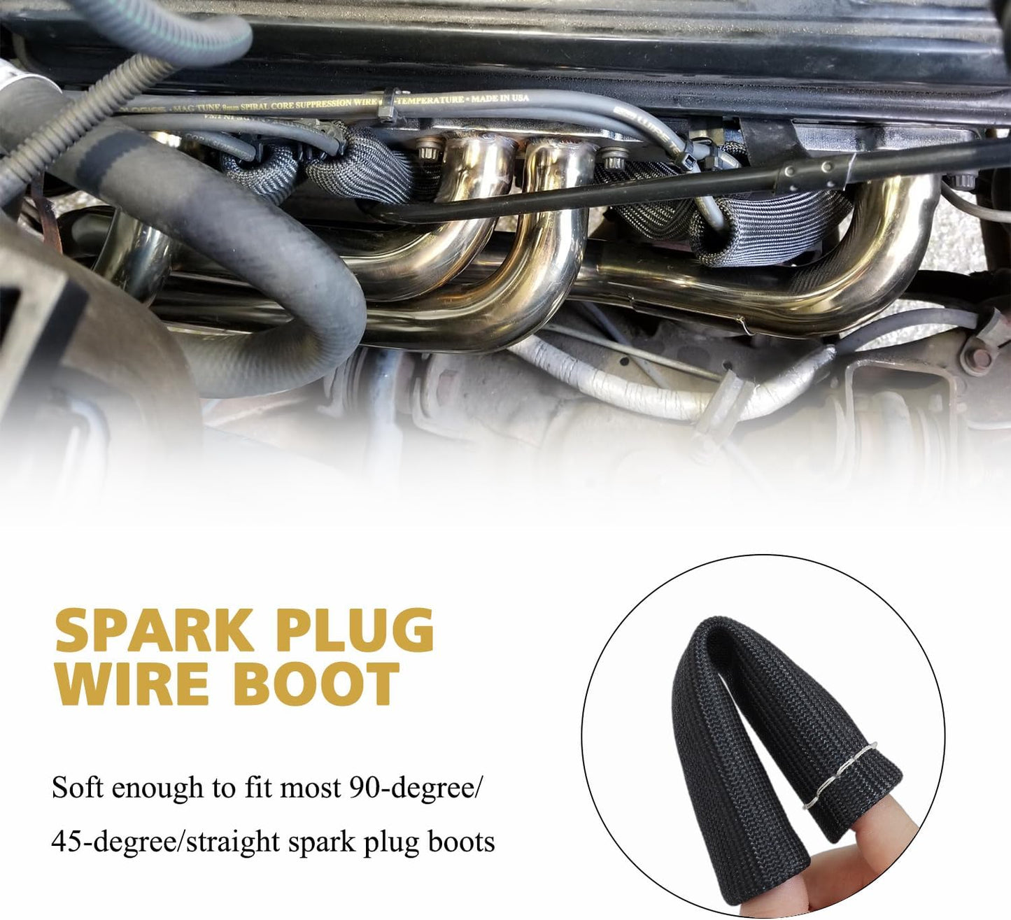 8Pcs 2500 degrees Degree Spark Plug Wire Boots Heat Shield Protector Sleeve Cover Compatible with SBC BBC 350 V1258-DP02-WO-284