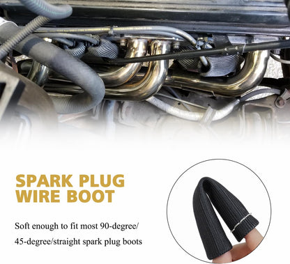 8Pcs 2500 degrees Degree Spark Plug Wire Boots Heat Shield Protector Sleeve Cover Compatible with SBC BBC 350 V1258-DP02-WO-284