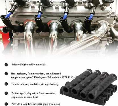 8Pcs 2500 degrees Degree Spark Plug Wire Boots Heat Shield Protector Sleeve Cover Compatible with SBC BBC 350 V1258-DP02-WO-284