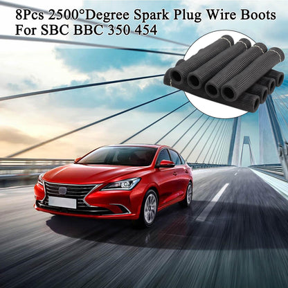 8Pcs 2500 degrees Degree Spark Plug Wire Boots Heat Shield Protector Sleeve Cover Compatible with SBC BBC 350 V1258-DP02-WO-284