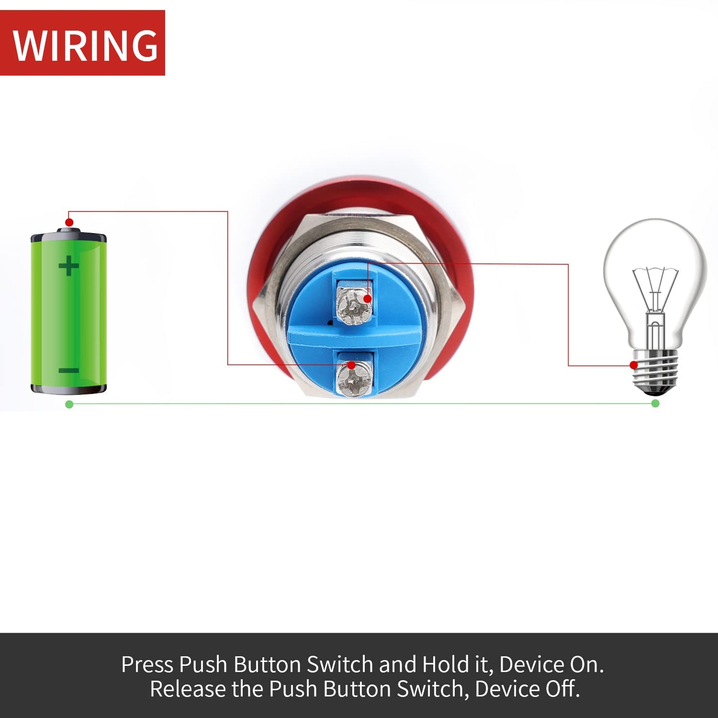 22MM Mushroom Head Push Button Switch Momentary Push Button IP65 Waterproof 12V 24V 36 DC 110V 250V AC 5A V1258-DP02-WO-292