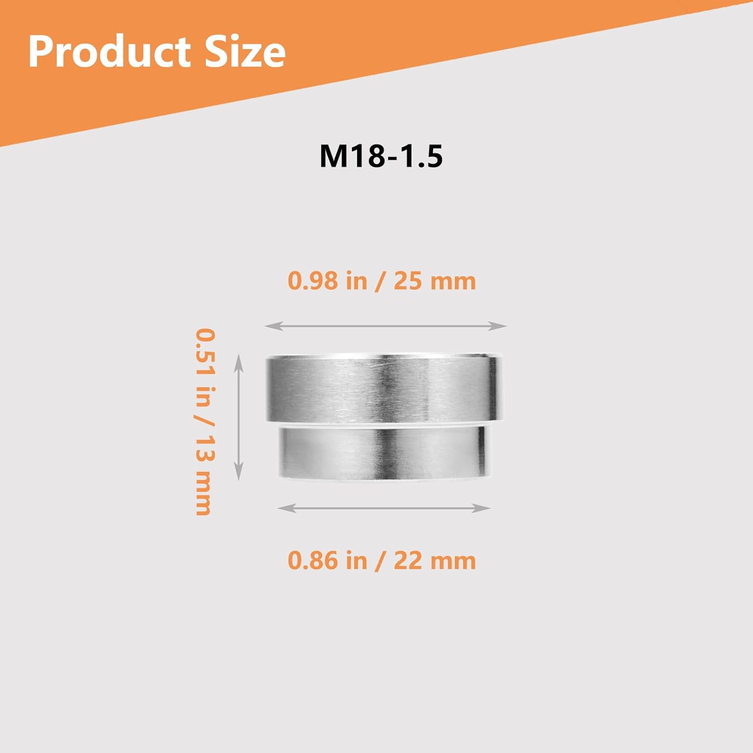 4 Pcs O2 Sensor Bung, 304 Stainless Steel M18x1.5 O2 Bung Weld in, Oxygen Sensor Bung Stepped Style V1258-DP02-WO-294