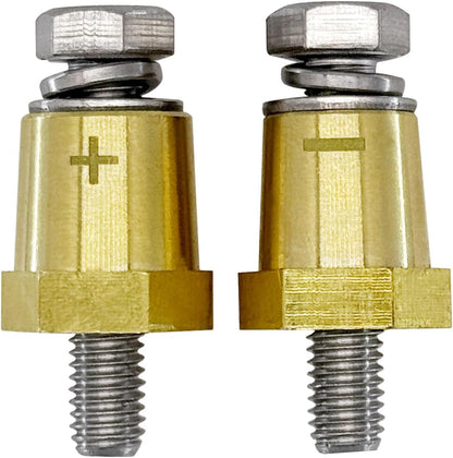 M8 Thread Brass Battery Terminal Charging Posts, Battery Post Adapter (+/-) with Solid M8 Bolts as Male Posts V1258-DP02-WO-295