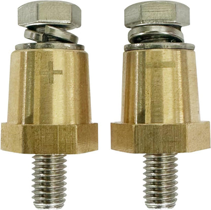 M8 Thread Brass Battery Terminal Charging Posts, Battery Post Adapter (+/-) with Solid M8 Bolts as Male Posts V1258-DP02-WO-295