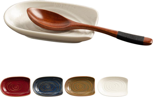 Ceramic Spoon Rest for Kitchen Counter 5.1 Inch Porcelain Spoon Holder Farmhouse Cooking and Coffee Spoon V1258-DP02-WO-30