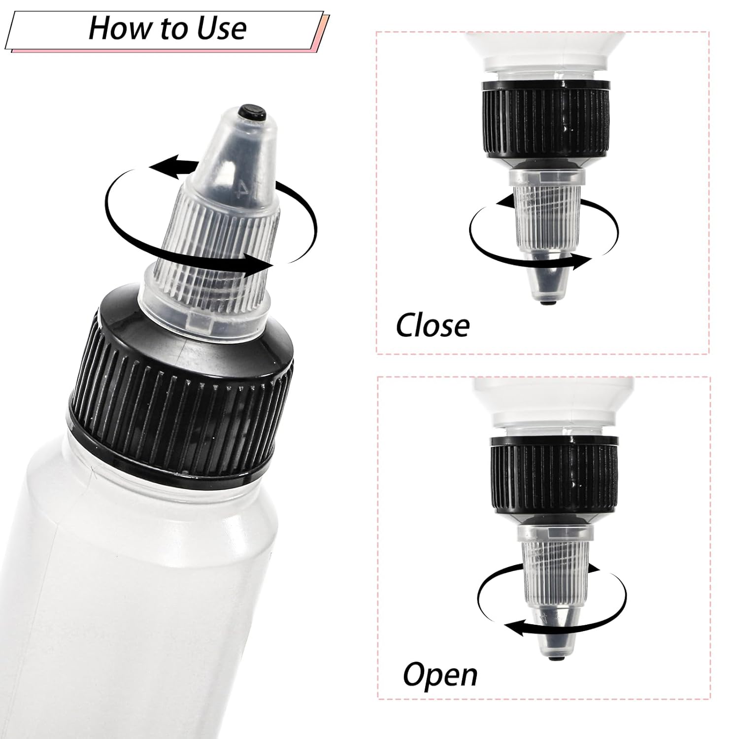 40 Pack 1oz Dispensing Bottles, Boston Round HDPE Plastic Bottle with Twist Top Cap, Empty Plastic Squeeze V1258-DP02-WO-302