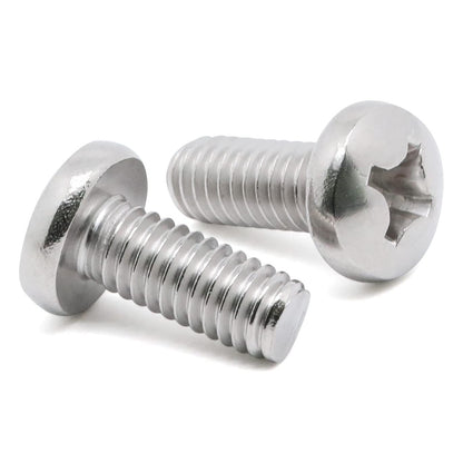 8-32 x 1/2" (1/4" to 3" Available) Pan Head Machine Screws, Full Thread, 304 Stainless Steel 18-8, Pack of 100 V1258-DP02-WO-304