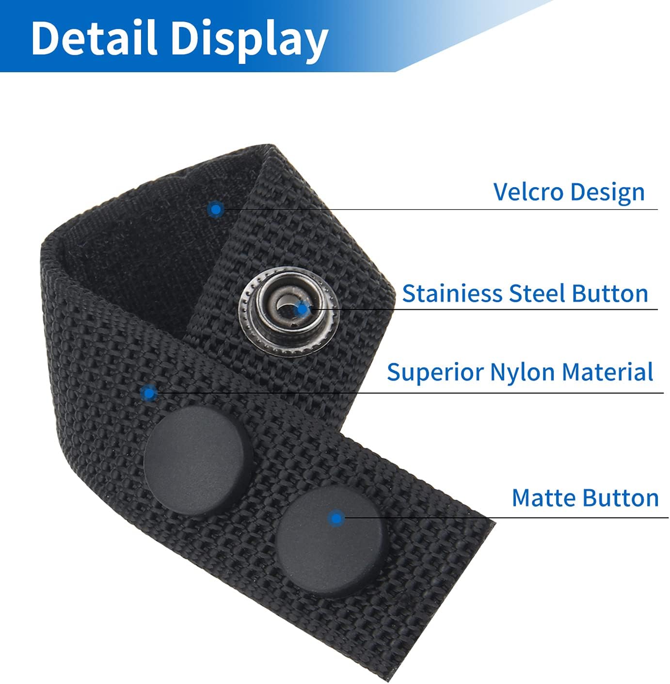 Belt Keepers for Duty Belt, 1000D Nylon Tactical Keepers 2 1/4" with Double Snaps V1258-DP02-WO-308