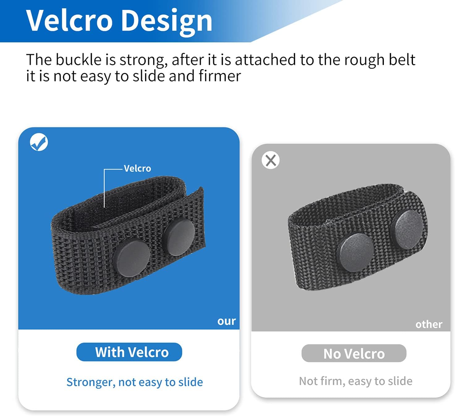 Belt Keepers for Duty Belt, 1000D Nylon Tactical Keepers 2 1/4" with Double Snaps V1258-DP02-WO-308