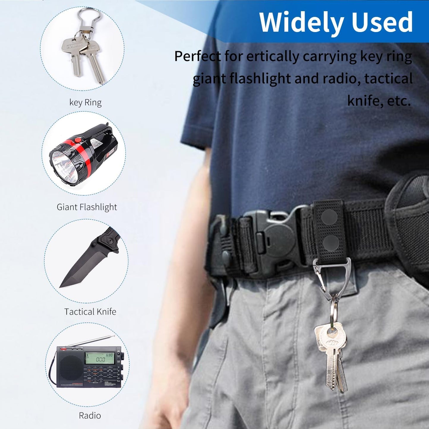 Belt Keepers for Duty Belt, 1000D Nylon Tactical Keepers 2 1/4" with Double Snaps V1258-DP02-WO-308