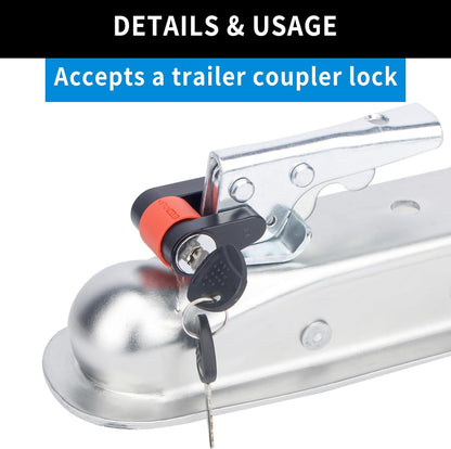 Straight Trailer Tongue Coupler for 2" Ball, 2" Channel Width Trailer Coupler 3,500LBS V1258-DP02-WO-309