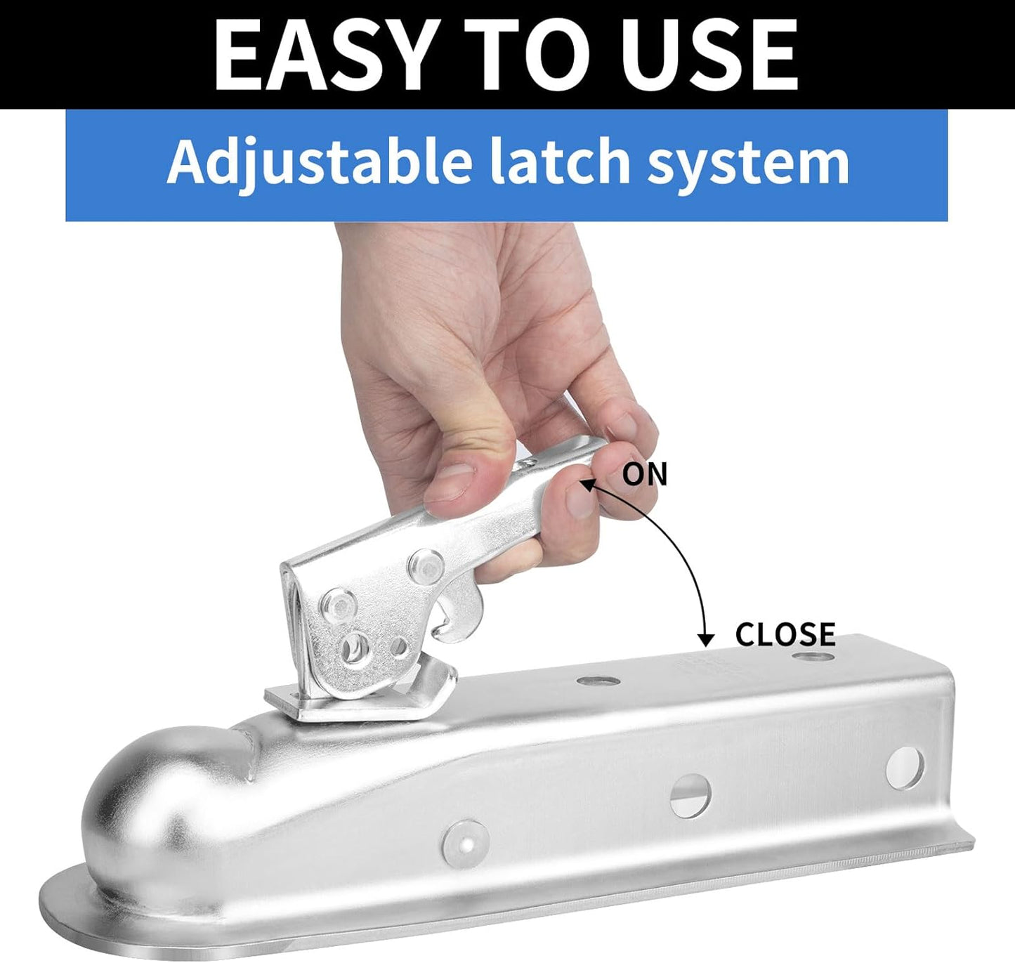 Straight Trailer Tongue Coupler for 2" Ball, 2" Channel Width Trailer Coupler 3,500LBS V1258-DP02-WO-309