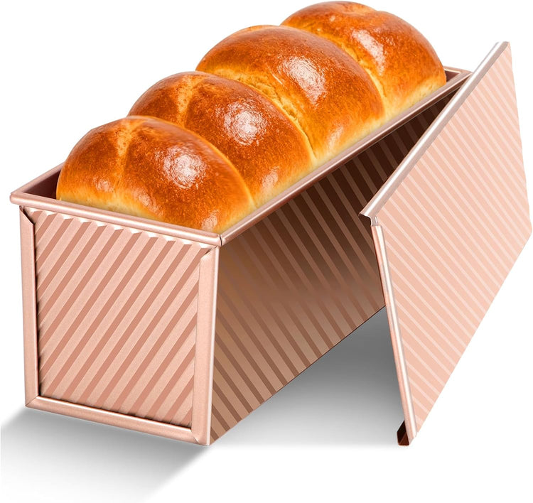 Pullman Loaf Pan with Lid, 13x4 inch, Premium 2.2LB Nonstick Sandwich Bread Loaf Pan for Homemade Sourdough V1258-DP02-WO-31