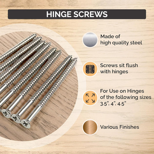 Satin Nickel Wood Screws, Heavy-Duty Screws for Doors, Cabinets, Furniture & DIY Projects (9 x 3 Inch - 24 V1258-DP02-WO-311