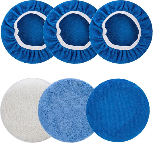6 Pcs Car Polishing Pad, Buffing Pad for 10 Inch Car Polisher, Microfiber Wax Applicator Pad for Car, V1258-DP02-WO-313