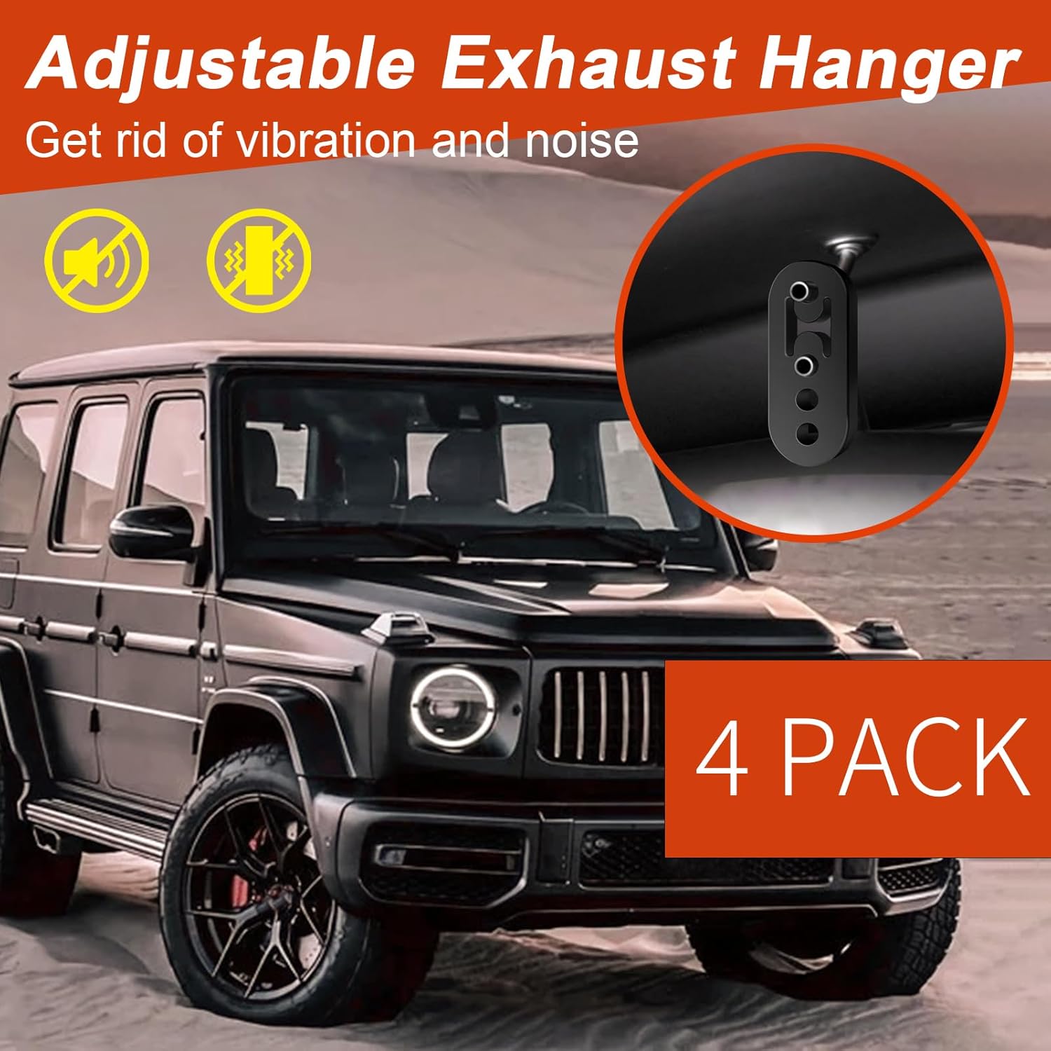 Rubber Exhaust Hanger 4 Pack, 4 Holes Adjustable Muffler Hanger, Universal Muffler Exhaust System, Insulator V1258-DP02-WO-314