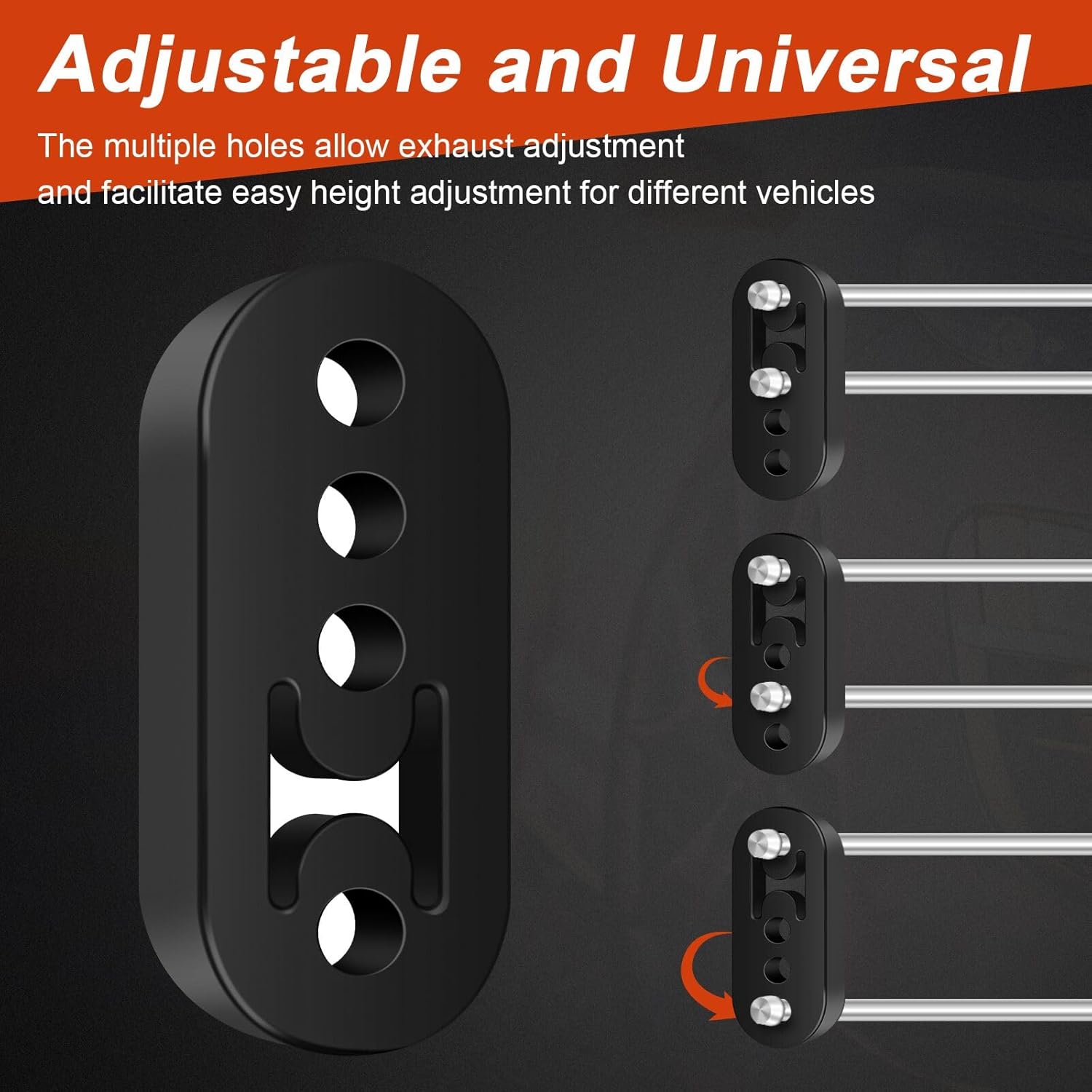 Rubber Exhaust Hanger 4 Pack, 4 Holes Adjustable Muffler Hanger, Universal Muffler Exhaust System, Insulator V1258-DP02-WO-314