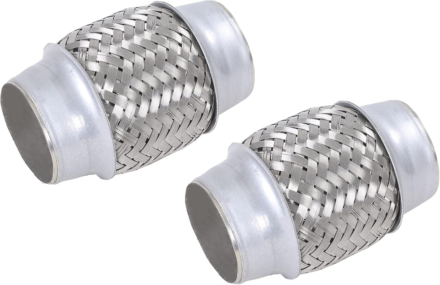 2PCS Exhaust Flex Pipe Stainless Steel Double Braid 1.75" x 4" w/Ends 4" Long V1258-DP02-WO-317