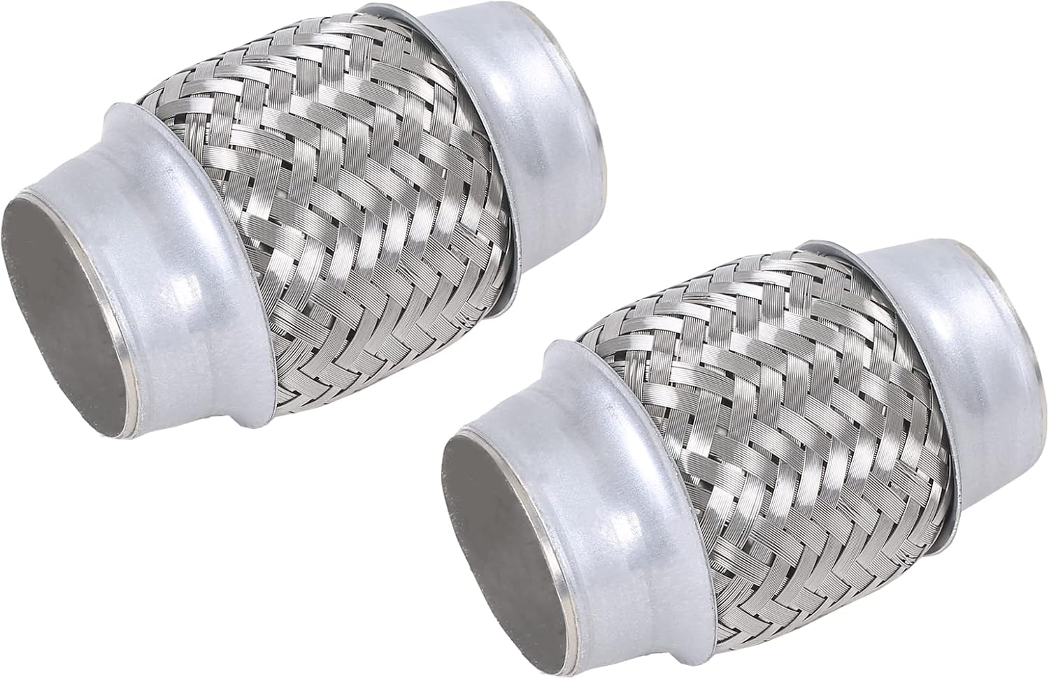 2PCS Exhaust Flex Pipe Stainless Steel Double Braid 1.75" x 4" w/Ends 4" Long V1258-DP02-WO-317