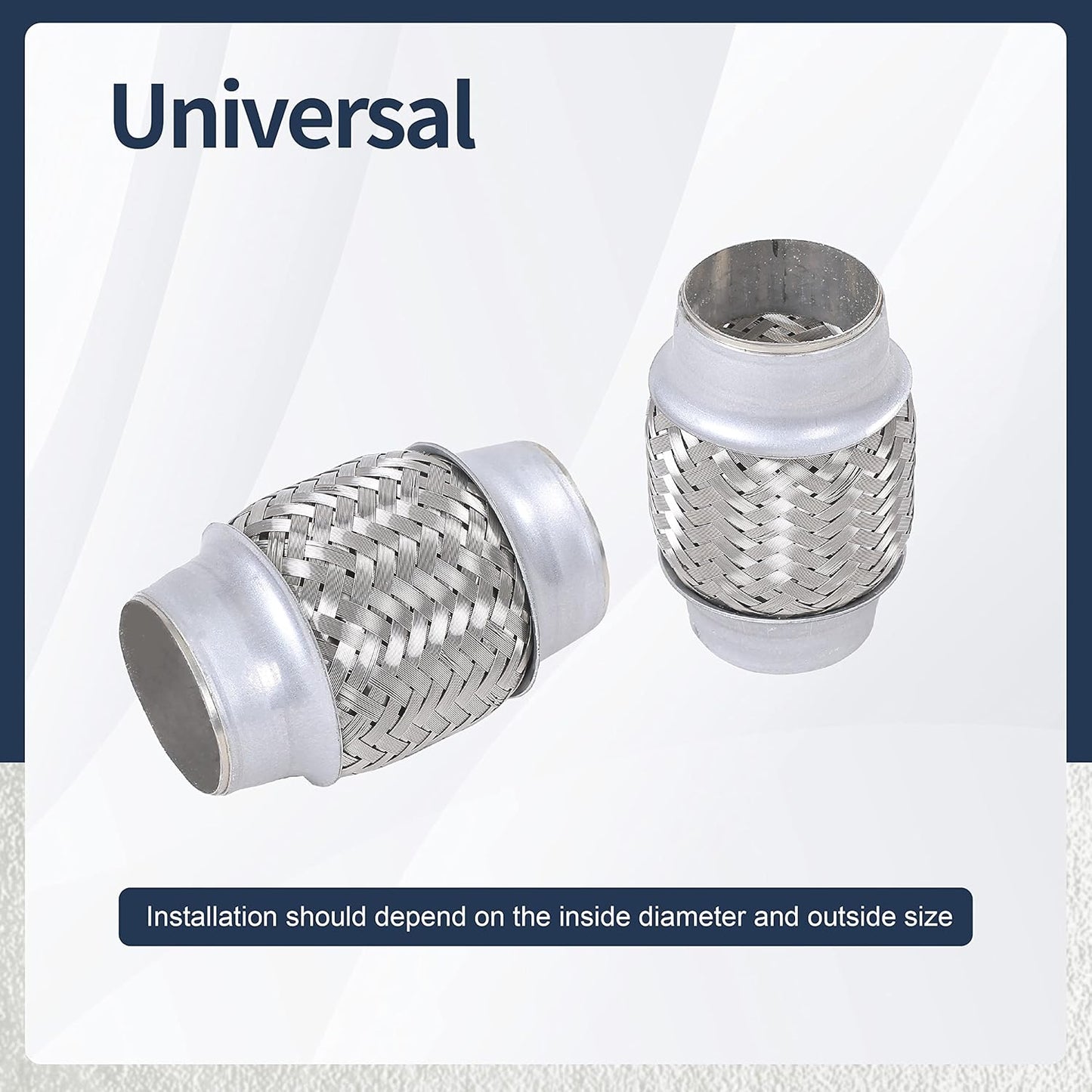 2PCS Exhaust Flex Pipe Stainless Steel Double Braid 1.75" x 4" w/Ends 4" Long V1258-DP02-WO-317