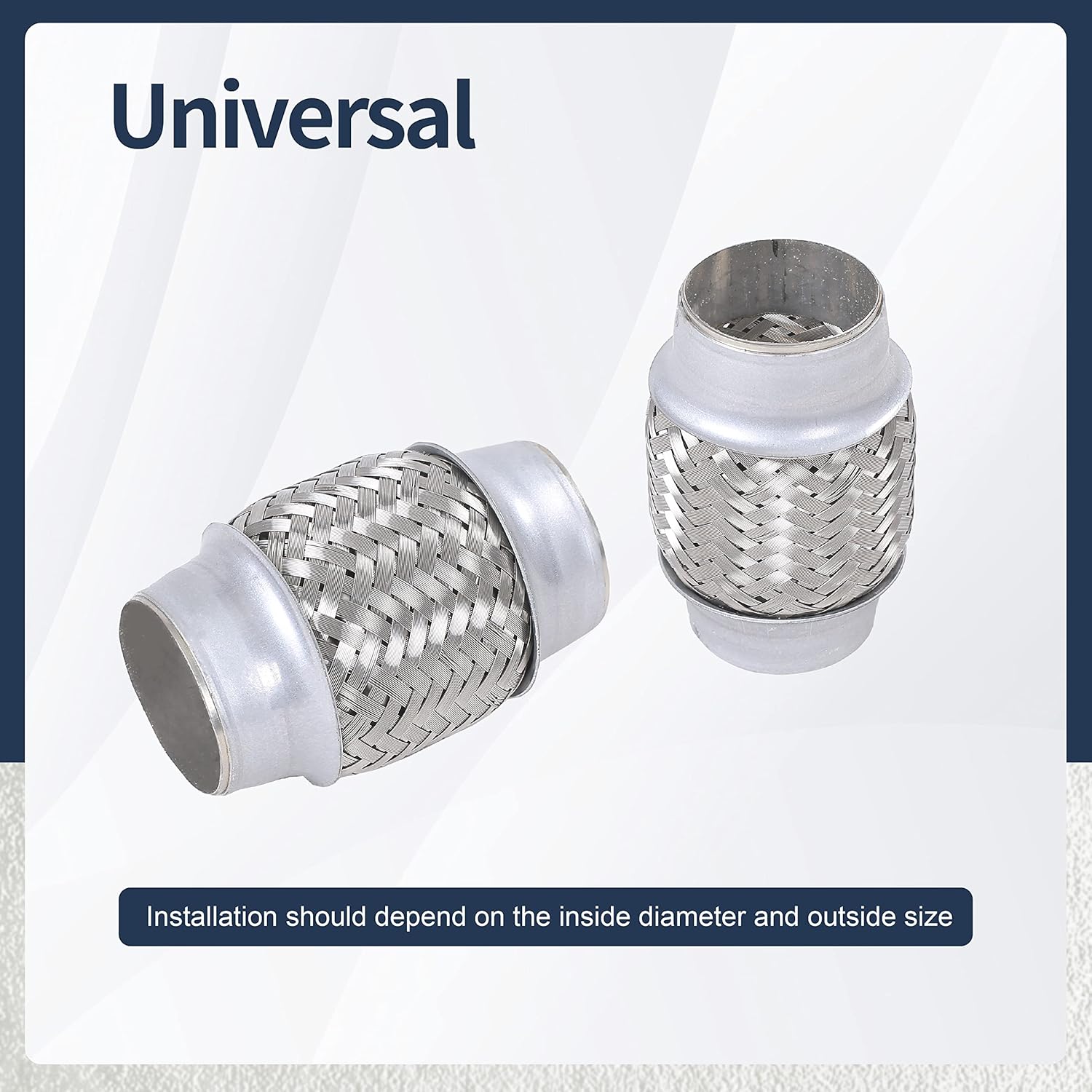 2PCS Exhaust Flex Pipe Stainless Steel Double Braid 1.75" x 4" w/Ends 4" Long V1258-DP02-WO-317